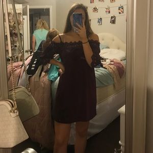 Boutique maroon off the shoulder dress
